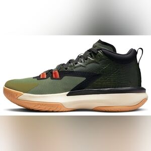 Nike Air Jordan 1 Zion Bayou Boys Carbon Green Black Orange Sneakers Size 5.5y